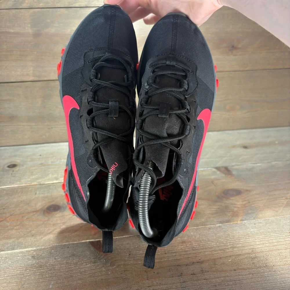 Nike React Element 55 Mens size 8 shoes Black Solar Red Running Sneakers